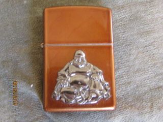 2006 Zippo Lighter Raised Silvertone Budda Buddha Copper Like Finish Usa Made
