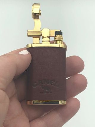 Camel Hadson Lift Arm Lighter Collectible Antique Vintage Red Gold