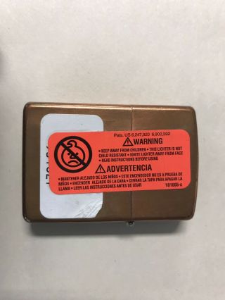 Copper Zippo Lighter D 03 Sticker Seal On Back