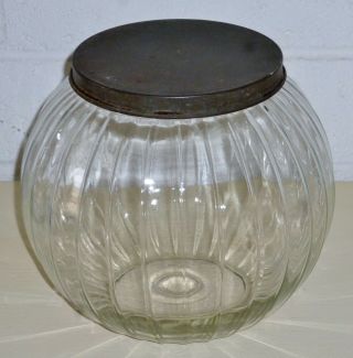 Sneath Hoosier Cabinet Colonial Rib Round Sugar Cookie Flour Canister Jar W/ Lid