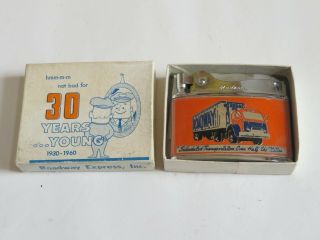 Roadway Express Trucking Lighter Hadson Enamel Vintage Rare W/ Box Truck (r537)