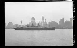 1934 Ss Berlin Ocean Liner Ship Manhattan Nyc Old Photo Negative H7