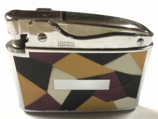 Vintage Hadson Cigarette Lighter Multi Color Abstract Enamel Design Box Ln