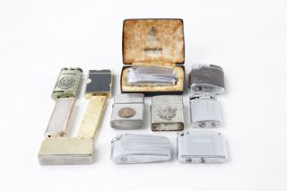 12 X Assorted Vintage Cigarette Lighters Inc.  Ronson,  Colibri,  Mistral,  Hadson