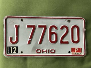 Nuc Vintage White/red 1979 Ohio License Plate Oh Usa J 77620 Car Auto 70s