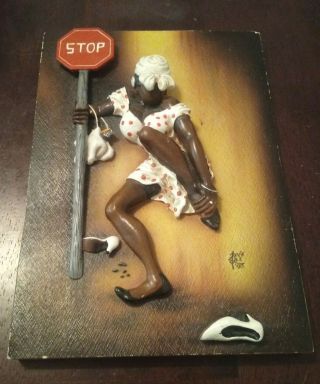 Annie Lee Figurine Stop Sign In Summer Dress 8.  5 " Handcrafted Wall Image 2003
