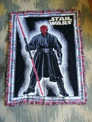 Vintage Darth Maul Small Throw Blanket 44x57 Star Wars Villain Red Light Saber