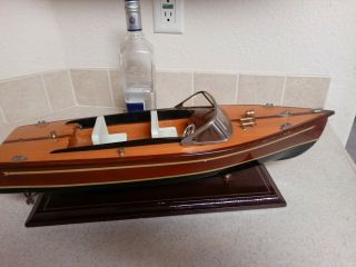 Chris Craft Mahogony Model Power Boat Wood Cockpit Launch Runabout Motorboat