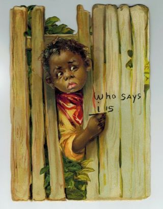 Black Americana Mechanical Valentine " Who Says I Is " By Raphael Tuck & Sons