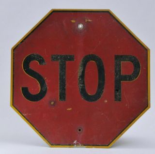 Vintage Stop Metal Traffic Sign 1950 