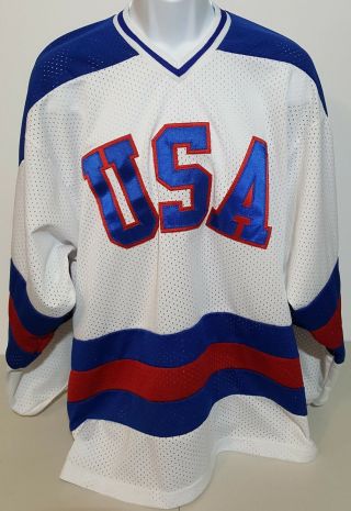 K1 Sportswear Vtg 90s Usa Hockey Red White Blue 1980 Olympics Sewn Jersey Mens L