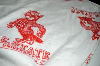 Vtg Nc North Carolina State Blanket Twin Size Wool Blend Wolf Pack White Red L14