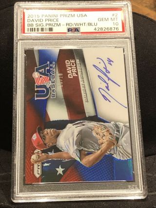 5/10 Psa 10 David Price 2015 Prizm Usa Auto Red White & Blue Autograph Prizms