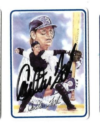 Carlton Fisk 1992 Gartlan Usa Ceramic Auto Card White Red Sox Autograph