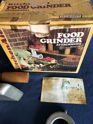 Kitchenaid Vintage Food Chopper Meat Grinder Attachment Hobart - Fg Metal Rare