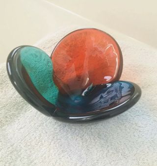 Vintage Rare Blenko Tri - Color Bowl 5831 Made Only In 1958