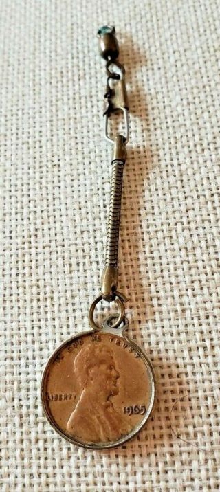 Zippo 1965 " The Cent Never Spent.  " Key Chain Design Itself Is Rare & Unique